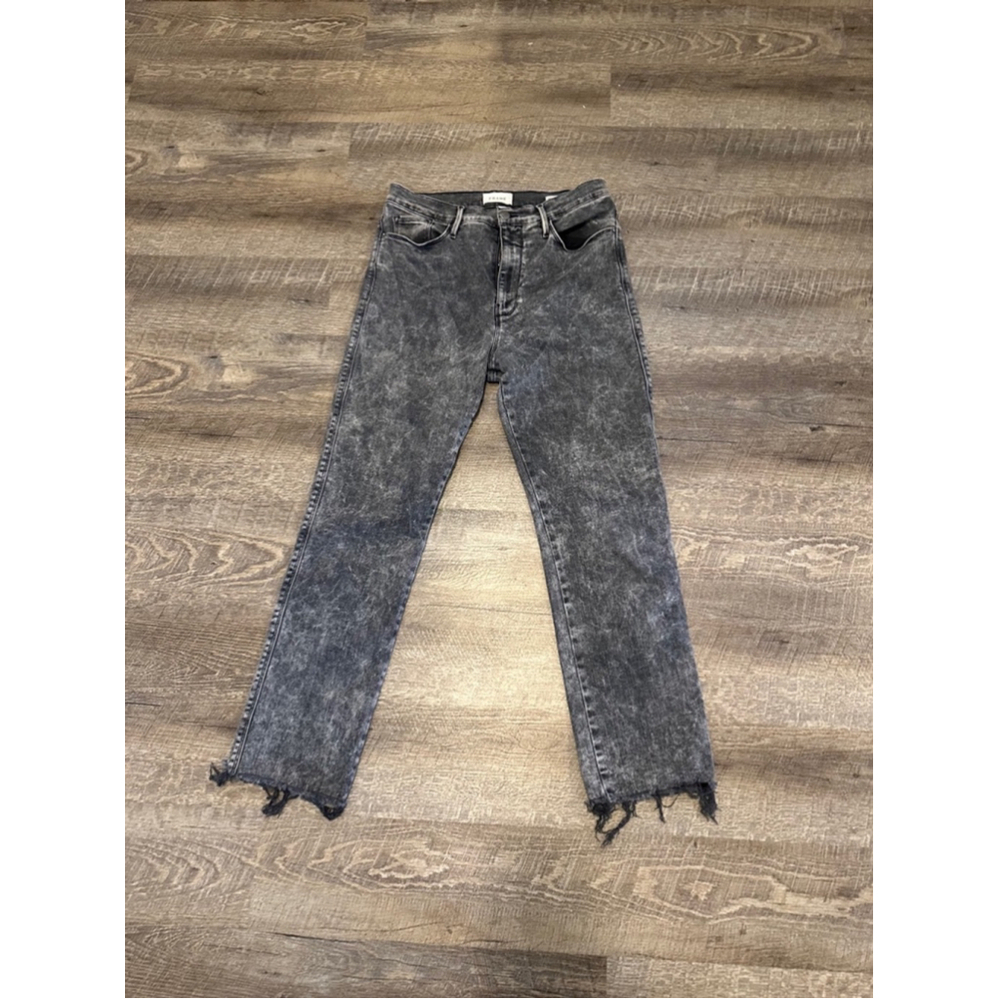 Women's FRAME Le Sylvie slender straight rockstarJeans, Size 31, Black - Picture 3 of 12